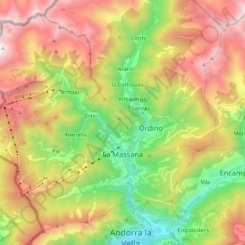 La Massana topographic map, elevation, terrain