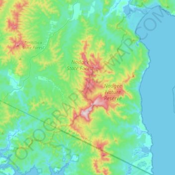 Nadgee topographic map, elevation, terrain