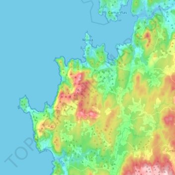 Muxía topographic map, elevation, terrain