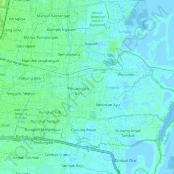 Rungkut topographic map, elevation, terrain