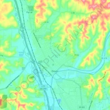 Dover topographic map, elevation, terrain