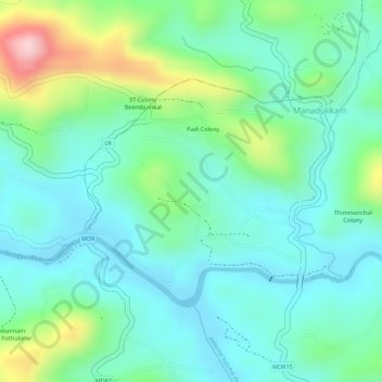 Manadukam topographic map, elevation, terrain