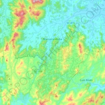Massaranduba topographic map, elevation, terrain