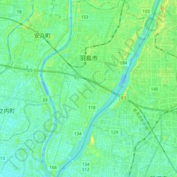 Hashima topographic map, elevation, terrain