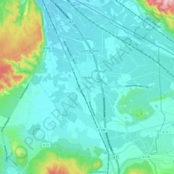 Sénas topographic map, elevation, terrain