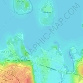 Mecklenburg-Vorpommern topographic map, elevation, terrain