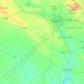 Mosul District topographic map, elevation, terrain