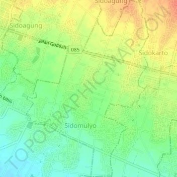 Sidokarto topographic map, elevation, terrain