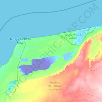 caïdat de Tah قيادة طاح topographic map, elevation, terrain