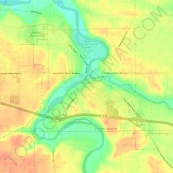 Portland topographic map, elevation, terrain