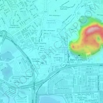 Kampung Baru Batu Caves topographic map, elevation, terrain