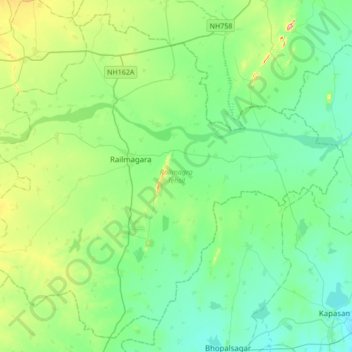 Railmagra Tehsil topographic map, elevation, terrain