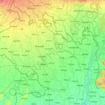 Rangpur Division topographic map, elevation, terrain