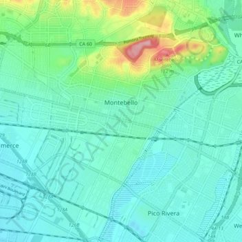 Montebello topographic map, elevation, terrain