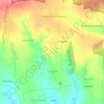 Stradów topographic map, elevation, terrain