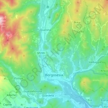 Borgosesia topographic map, elevation, terrain