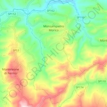 Monsampietro Morico topographic map, elevation, terrain