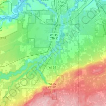 Town of Superior topographic map, elevation, terrain