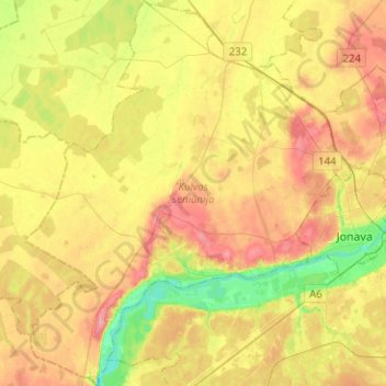 Kulvos seniūnija topographic map, elevation, terrain