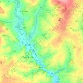 Rohan topographic map, elevation, terrain