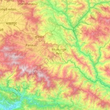 Kavrepalanchok topographic map, elevation, terrain