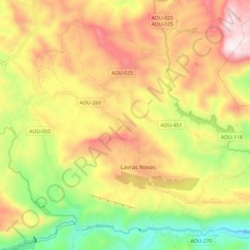 Lavras Novas topographic map, elevation, terrain