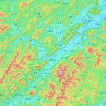 Tonglu County topographic map, elevation, terrain