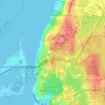 Tiverton topographic map, elevation, terrain