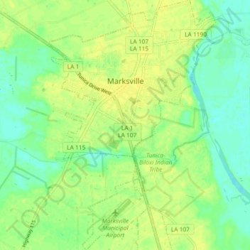 Marksville topographic map, elevation, terrain