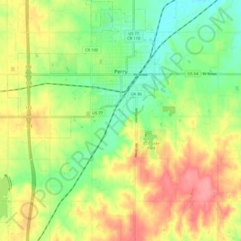 Perry topographic map, elevation, terrain