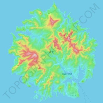 島後 topographic map, elevation, terrain