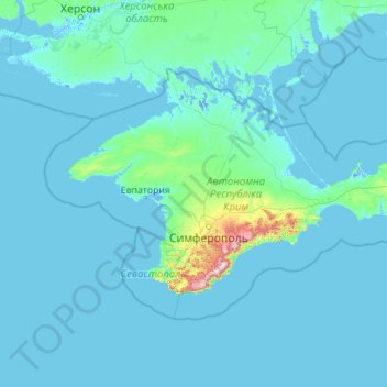 Autonomous Republic of Crimea topographic map, elevation, terrain