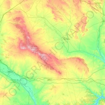 Los Monegros topographic map, elevation, terrain