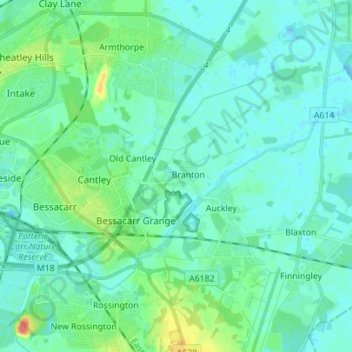 Cantley topographic map, elevation, terrain