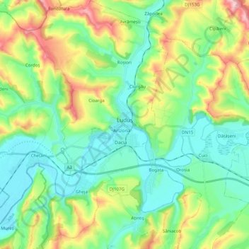 Luduș topographic map, elevation, terrain