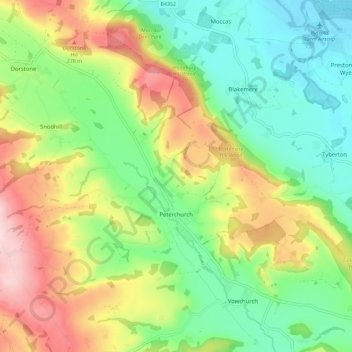 Peterchurch topographic map, elevation, terrain