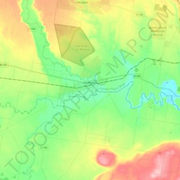 Inverleigh topographic map, elevation, terrain