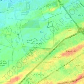 Al Barari topographic map, elevation, terrain