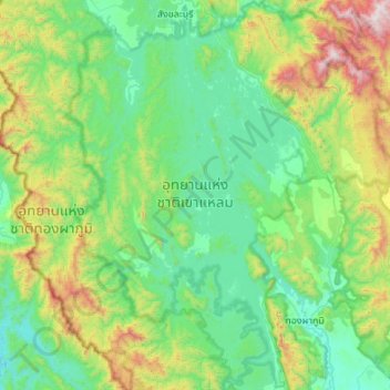 Khao Laem National Park topographic map, elevation, terrain
