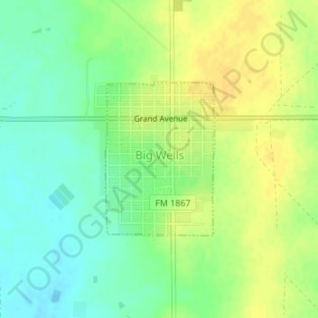 Big Wells topographic map, elevation, terrain