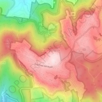 Ferny Creek topographic map, elevation, terrain