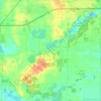 Texas Charter Township topographic map, elevation, terrain