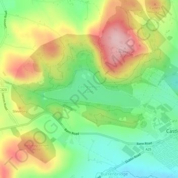 Castlewellan Lake topographic map, elevation, terrain