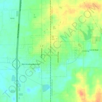 Johnston City topographic map, elevation, terrain