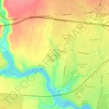 Brookfield topographic map, elevation, terrain