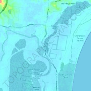 Darawank topographic map, elevation, terrain