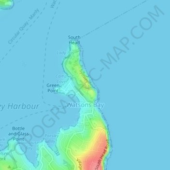 Watsons Bay topographic map, elevation, terrain