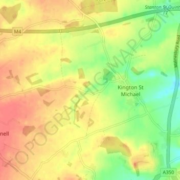 Kington St. Michael topographic map, elevation, terrain