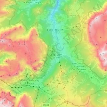 Badia - Abtei topographic map, elevation, terrain