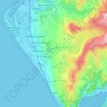 Dyffryn Ardudwy topographic map, elevation, terrain